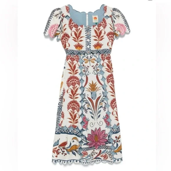 Farm Rio- Romantic Lightness Short Sleeve, embroidered Midi Dress size S - NWOT - Picture 8 of 9